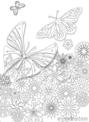 butterflies and flowers colouring sheet  engaged in art